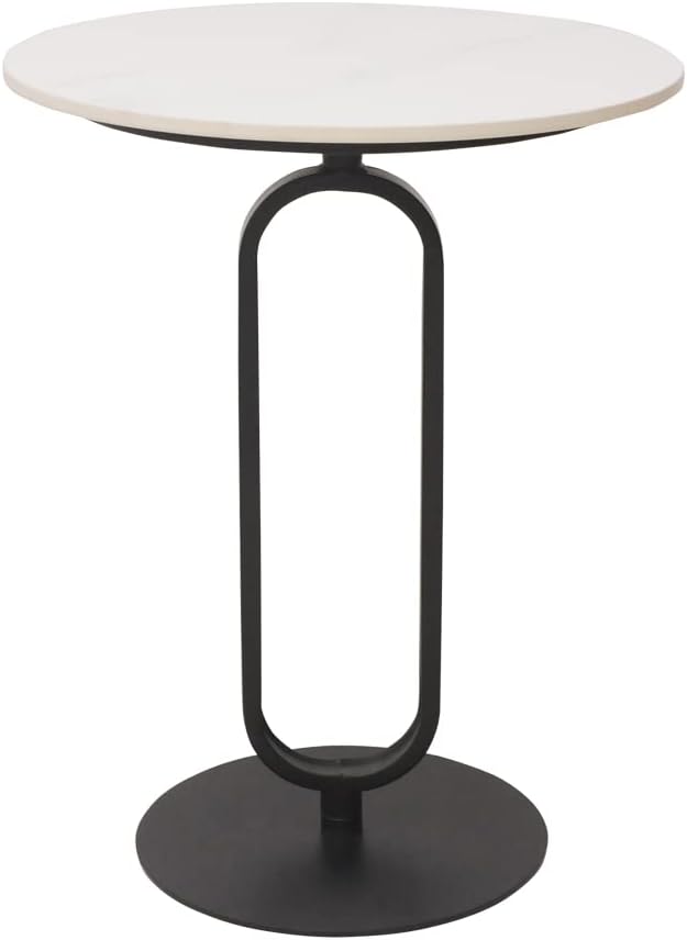 Side Table with Marble Top Metal Pub Bar Round Table Modern Sofa Side End Table - Image 4