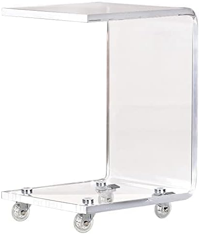 ONELUX Mobile C Shaped End Table, Acrylic Sofa Side Table, Snack Table On Wheels - Image 6