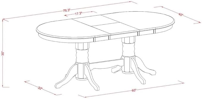 East West Furniture VAAB5-OAK-55 5 Piece Dining Table Set Includes an Oval - Image 3