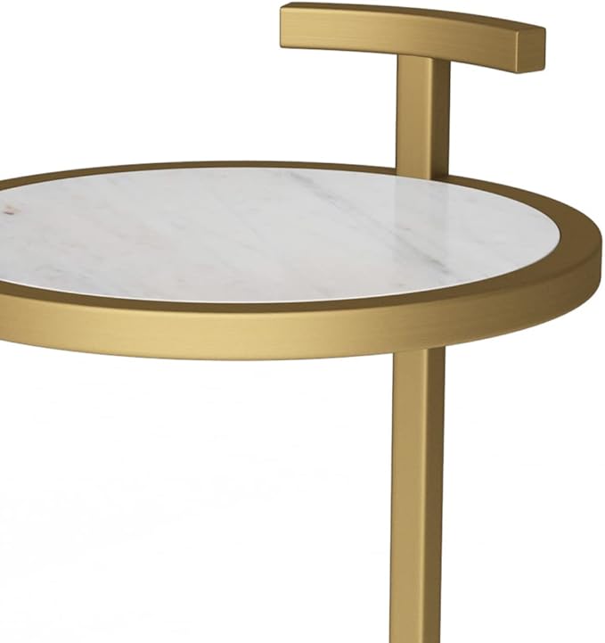 SIMPLIHOME Brook Contemporary 10 Inch Wide Metal C Side Table in White / Gold - Image 4