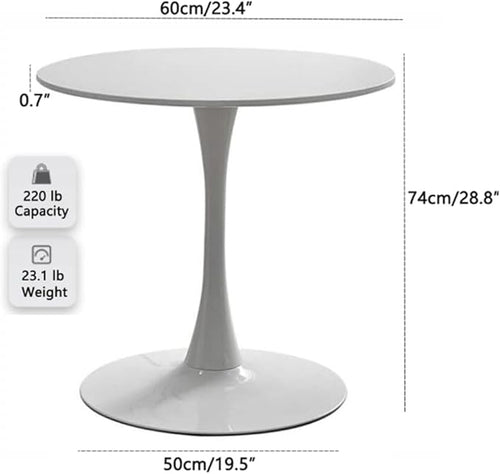 23.4" Tulip Dining Table, Mid-Century Modern Style, Round MDF Top - Image 2