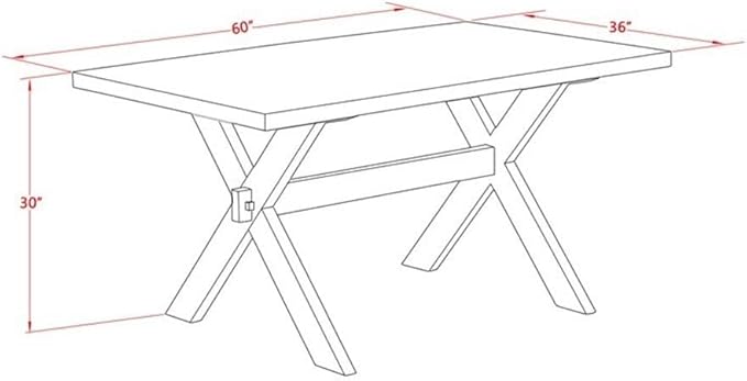 East West Furniture XT696 X-Style Mid-Century Modern Dining Table - Image 6