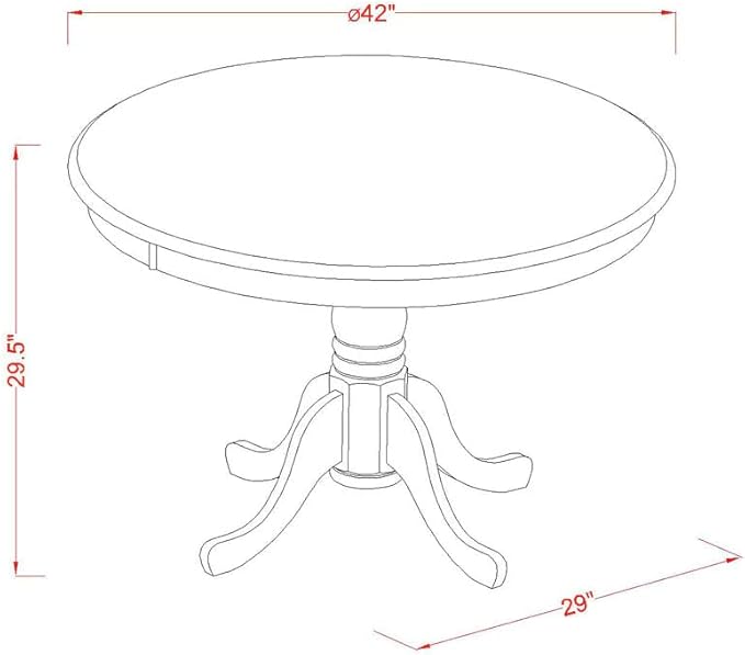 East West Furniture HBBO5-MAH-W 5 Piece Dining Set Includes a Round Dining Table - Image 11