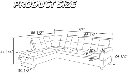 Modular L-Shaped Sectional Sofa, Modern Couches - Image 2