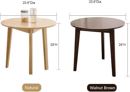 24" Round 3 Legs Casual Dining Table, Walnut Brown Rubberwood Coffee Table End - Image 2