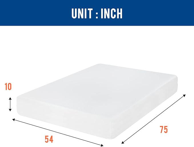 FDW | 10 Inch Full Mattress | Medium Firm | Gel Memory Foam Mattress | White | - Image 2