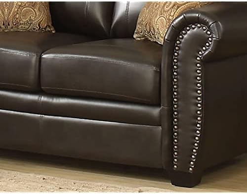 AC Pacific Louis Traditional Upholstered Leather Living Room Piece - Image 4