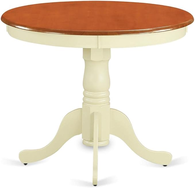 East West Furniture ANWE5-BMK-W 5 Piece Dining Room Table Set Includes a Round - Image 2