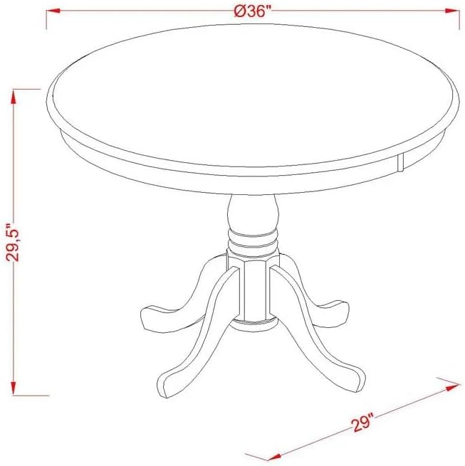 East West Furniture ANGA5-ABK-24 5 Piece Dining Table Set - Image 12