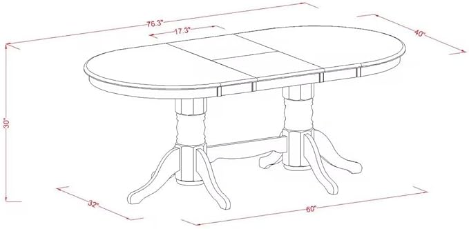 East West Furniture VAAB7-LWH-64 7 Piece Dinette Set Consist of an Oval Dining - Image 3
