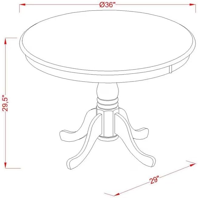 East West Furniture ANAB5-LWH-64 5 Piece Dining Room Table Set Includes a Round - Image 10