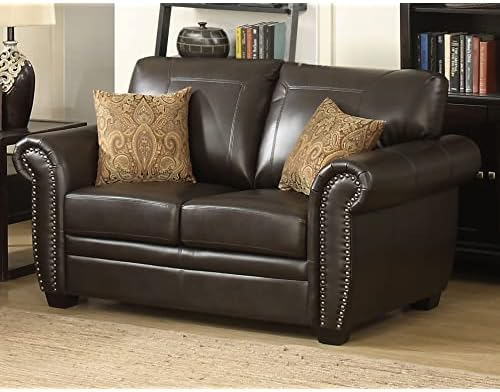 AC Pacific Louis Traditional Upholstered Leather Living Room Piece - Image 2