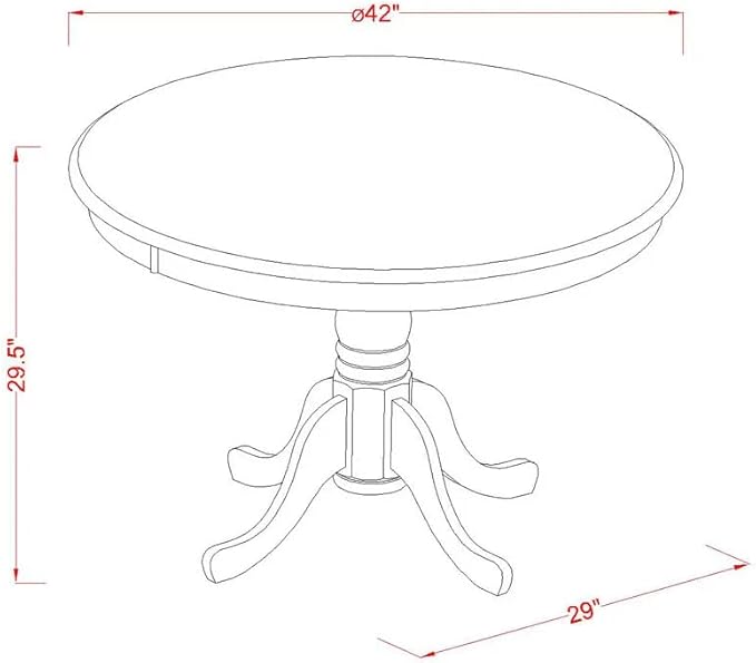 East West Furniture HBIP5-LWH-C 5 Piece Dining Set Includes a Round Dining Table - Image 11