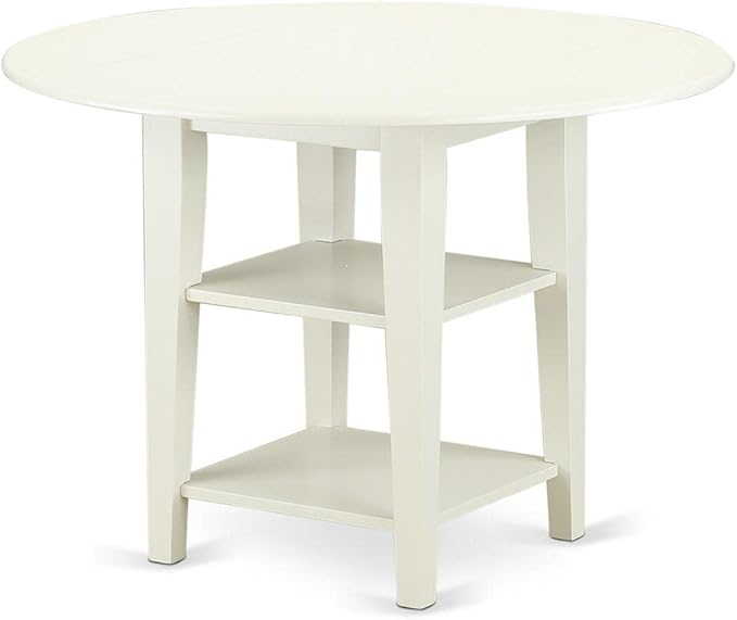 East West Furniture SUWE5-LWH-W 5 Piece Dining Set Includes a Round Dining Room - Image 2