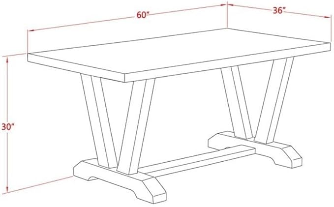 East West Furniture VT776 V-Style Kitchen Dining Table - Image 5