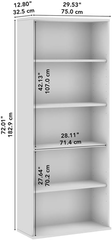 Bush Business Furniture Hustle Tall 5 Shelf Bookcase in Platinum Gray, Large - Image 3