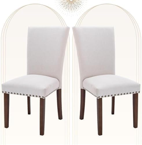 COLAMY Upholstered Parsons Dining Chairs Set of 2, Fabric Dining Room Kitchen by COLAMYINC