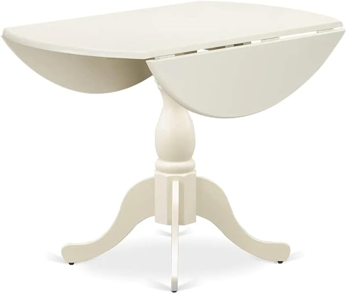 East West Furniture DMAV3-LWH-W 3 Piece Dining Room Table Set Contains a Round - Image 6