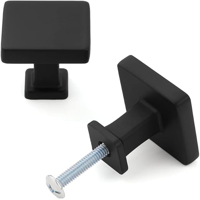 KOOFIZO 30 Pack Black Cabinet Knobs Matte Black Drawer Knobs K08 Square Single - Image 8
