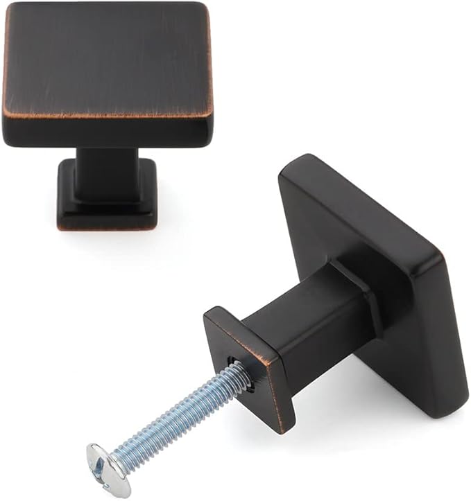 KOOFIZO 20 Pack Oil Rubbed Bronze Cabinet Knobs Bronze Drawer Knobs K08 Square - Image 3