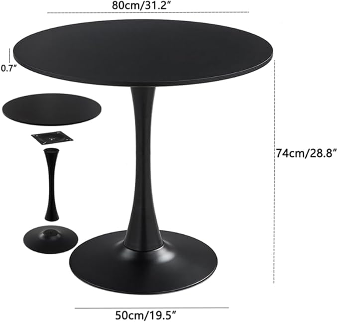 31.2" Tulip Dining Table, Mid-Century Modern Style, Round MDF Top - Image 2