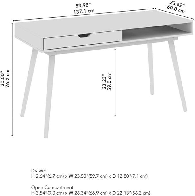 Bush Furniture Nora 54W Writing Desk in Natural Oak | Computer Table - Image 3