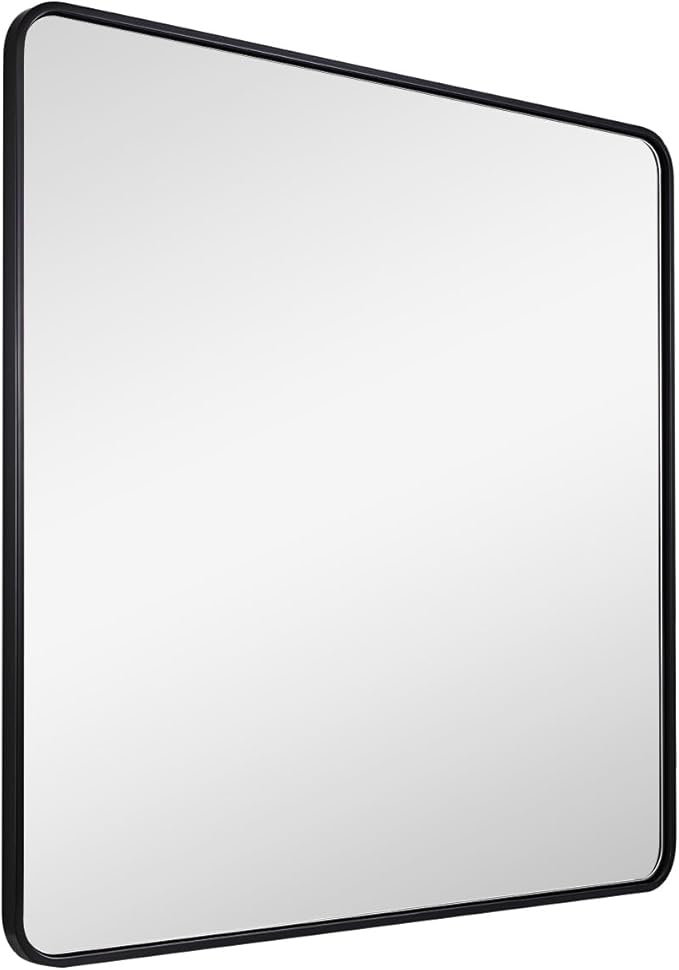 ANDY STAR 40X36 Inch Black Bathroom Mirror, Rounded Rectangle Mirror - Image 9