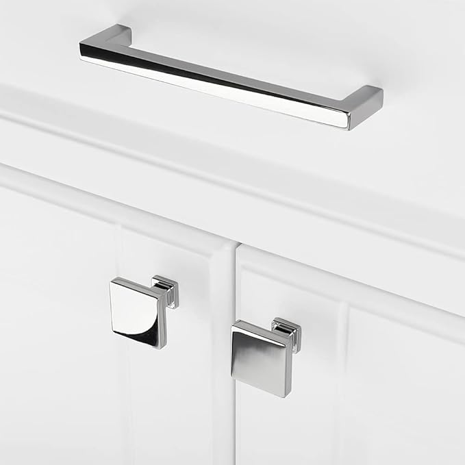 KOOFIZO 20 Pack Polished Chrome Cabinet Knobs Chrome Drawer Knobs K08 Square - Image 3