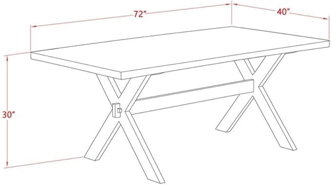 East West Furniture XT027 X-Style Mid-Century Modern Dining Table - Image 5