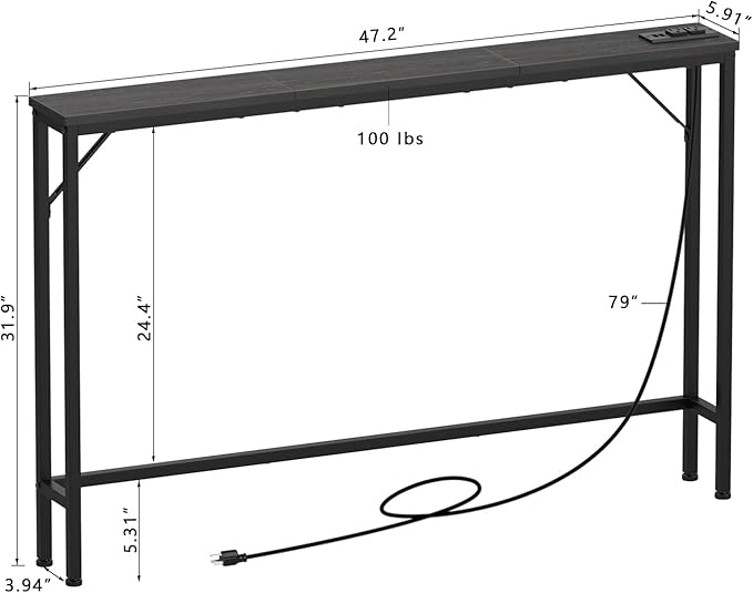 Tohomeor 5.9" Skinny Behind Sofa Console Table - Image 3
