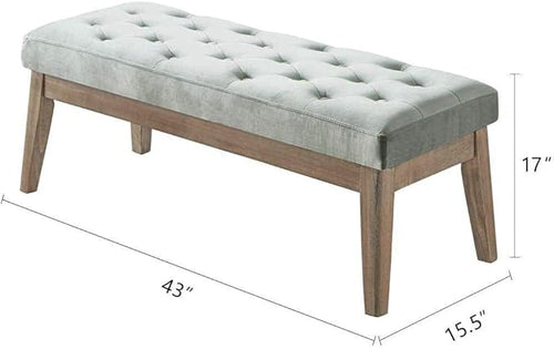 24KF Velvet Upholstered Buttons Tufted Entryway Bench - Image 2