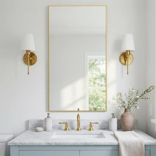 20x36 Inch Gold Bathroom Mirror by LEDLUX