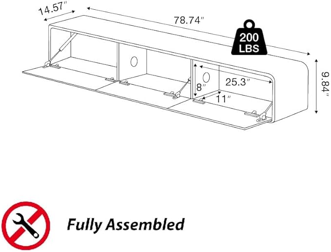 POVISON Fully-Assembled Minimalist Floating TV Stand, Modern Wall-Mounted - Image 2