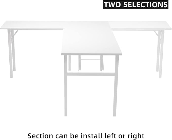 DlandHome Reversible L-Shaped Desk Large Corner Desk Folding Table Computer - Image 5