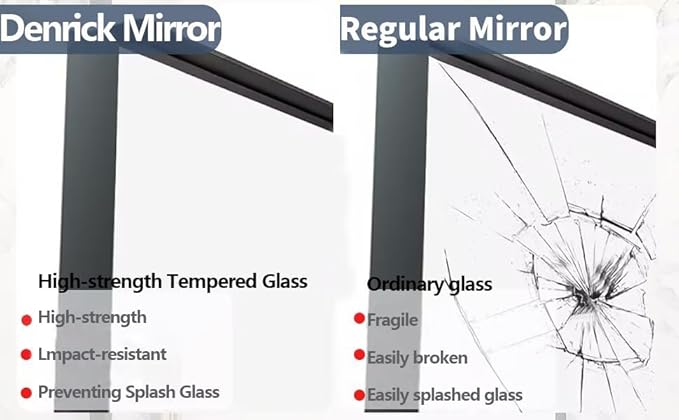 Brushed Metal Thick Frame Bathroom Mirror 18 x 30 Inch Metal Frame Black Mirror - Image 6