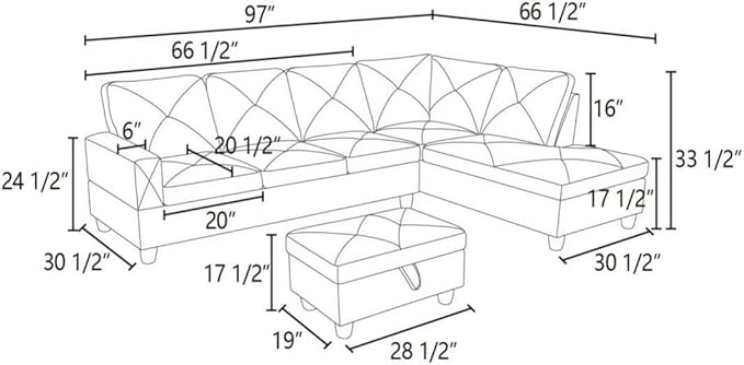 Red L-Shaped 3-Piece Flannelette Sofa - Image 2