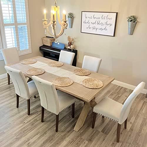 COLAMY Upholstered Parsons Dining Chairs Set of 2, Fabric Dining Room Kitchen - Image 9