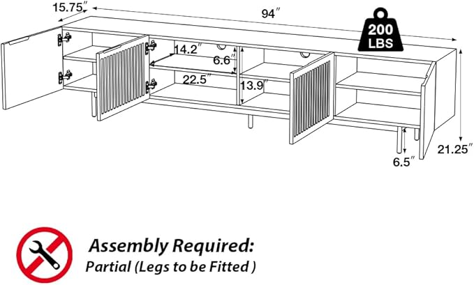POVISON Full Assembled Mid-Century Modern TV Stand - Image 7