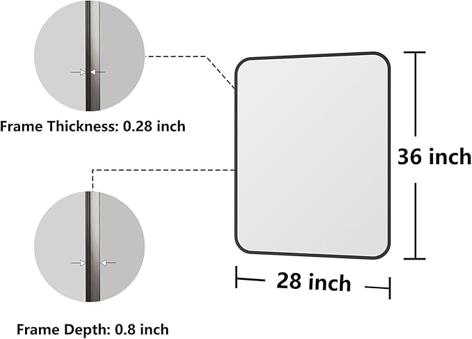 Bathroom Mirror, 28X32 Inch Black Metal Framed Mirror - Image 7