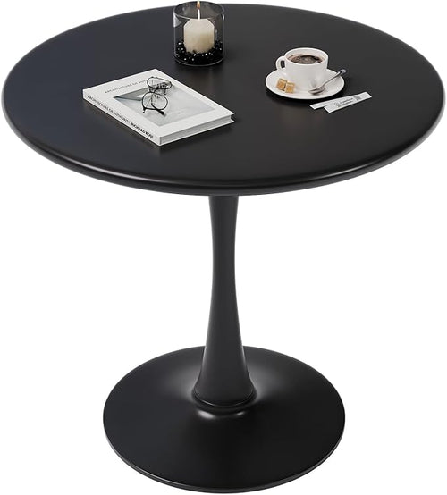 24 Inch Black Small Tulip Table, Round Dining Table by Unknown
