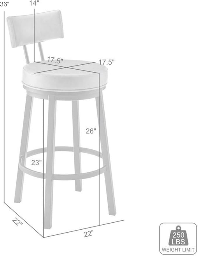 Armen Living Dalza Swivel Counter or Bar Stool in Cloud Finish - Image 3
