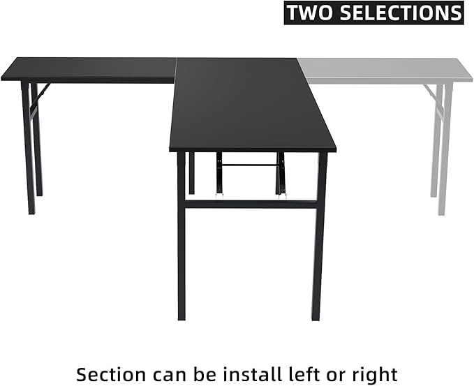 DlandHome Reversible L-Shaped Desk Large Corner Desk Folding Table Computer - Image 4
