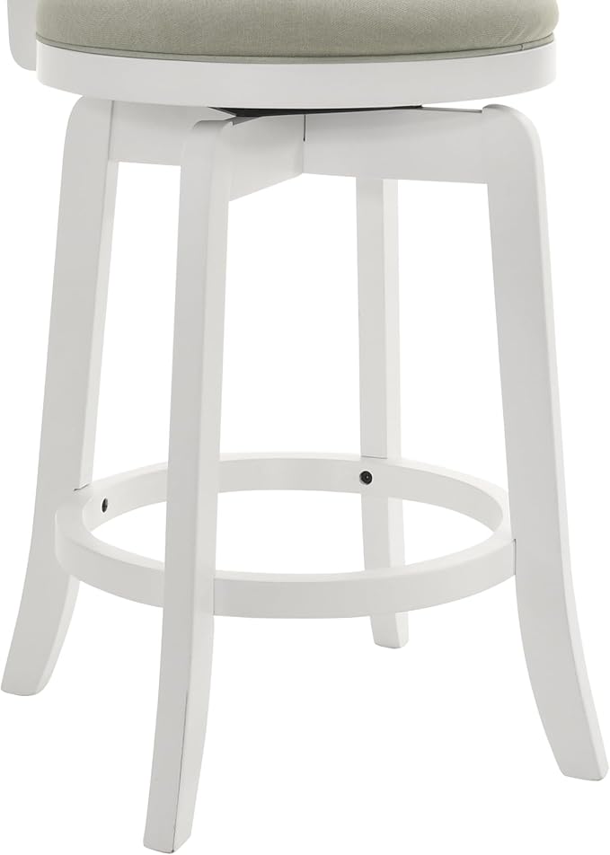 Armen Living Blair 26 in. Matte White Counter Height Rubberwood Swivel Barstool - Image 13