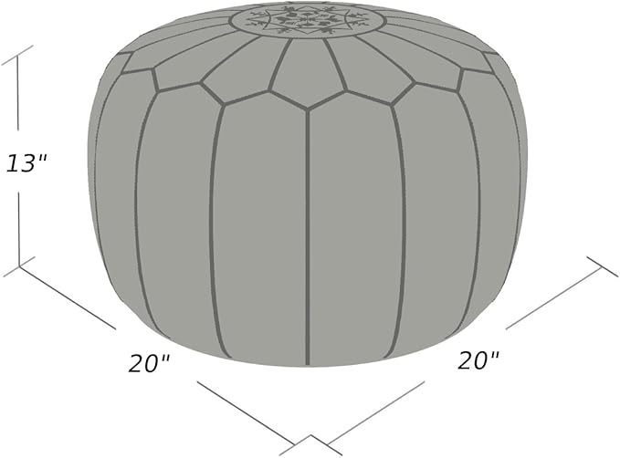 Stuffed Round Design Moroccan Leather Pouf Ottoman, Pre-Filled, 100% Genuine - Image 2