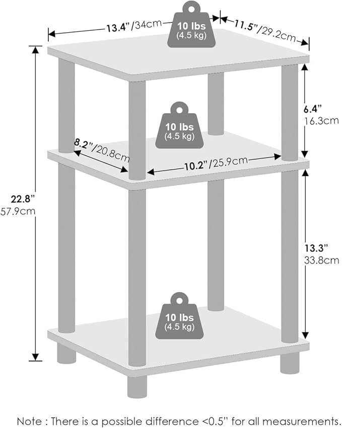 Furinno Turn-N-Tube Easy Assembly Stackable Standing Shelf, Americano/Black - Image 3