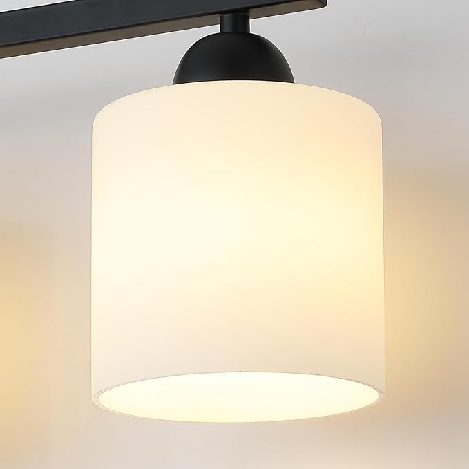 Milk Glass Vanity Lights for Bathroom, 4 Light Matte Black Bathroom Light - Image 5
