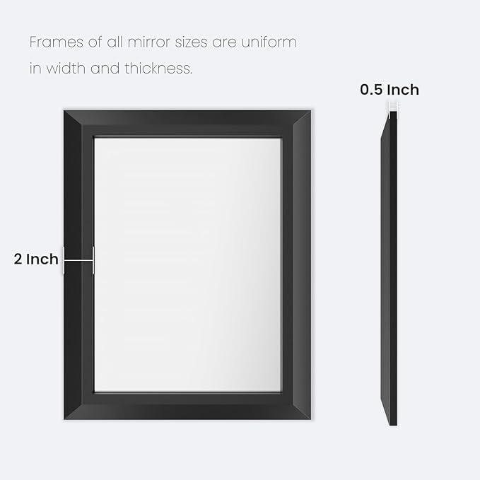 Amorho Black Bathroom Mirror, 40x38 Inch Thick Metal Framed Wall Mirrors - Image 7