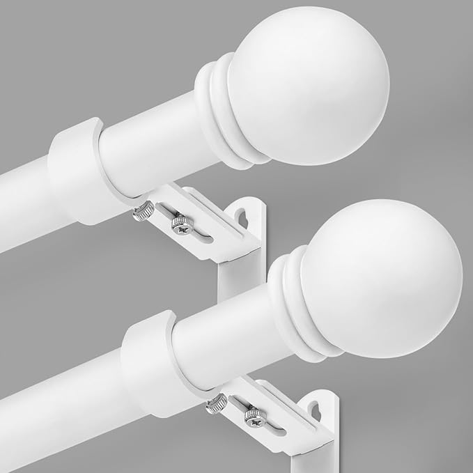 Curtain Rods for Windows 16 to 136 Inches, Curtain Rod Max Adjustable Length of by AMZSEVEN