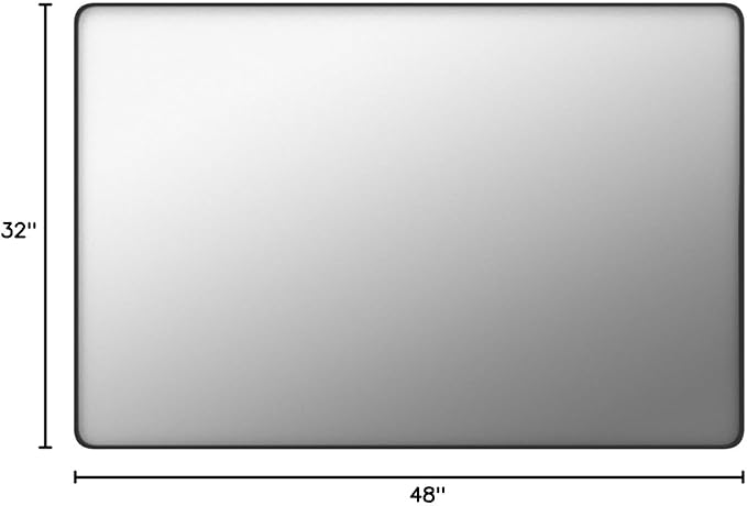 Black Bathroom Mirror 48X32 Inch, Rounded Rectangle Matte Bathroom Vanity Mirror - Image 9