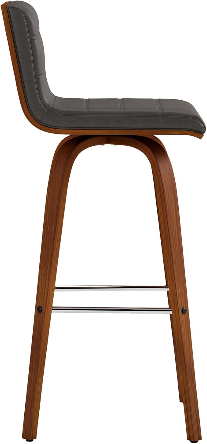 Armen Living Vienna Mid-Century Modern 30" Bar height Barstool Faux Leather - Image 4